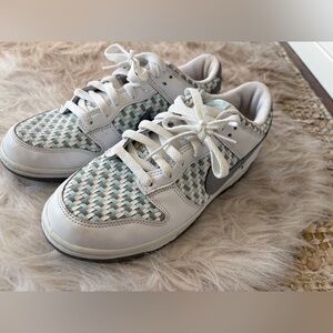 Nike -white with grey and green Woven Sneakers